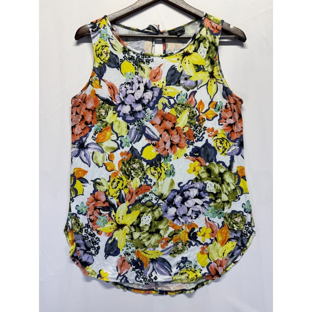 The Limited Tank Top Womens Medium Multicolor Floral Round Neck Keyhole Back